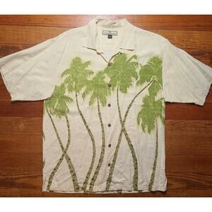 VTG Tommy Bahama Button Up Shirt Men’s Med Palm Trees Print 100% Silk